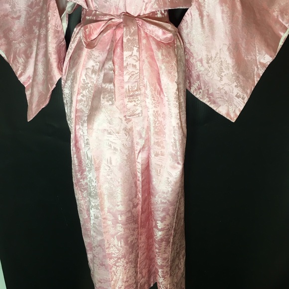 Vintage Joli Pink Kimono Japan Deer Cherry Blossom without belt - Picture 3 of 7